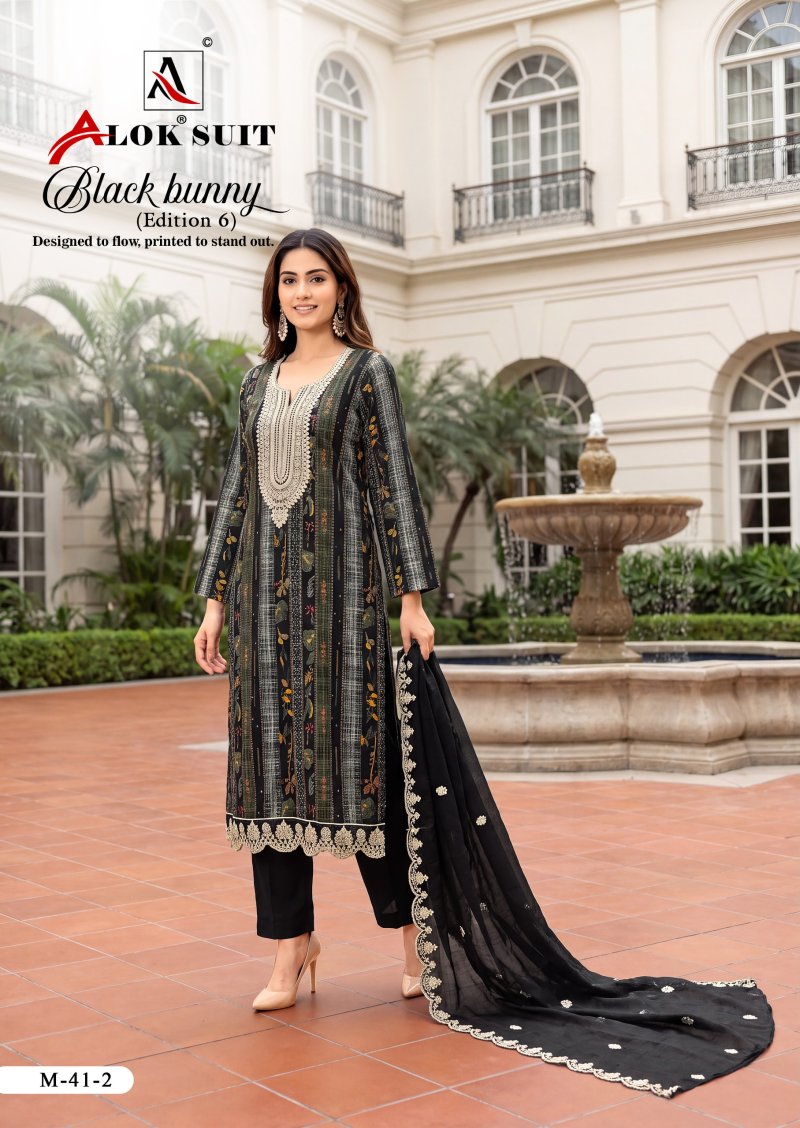 Black Bunny Edition 6 By Alok Viscose Rayon Dress Material